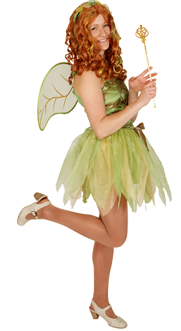 Elfen Kostüm und Feen Kostüm mit Flügeln in hellgrün